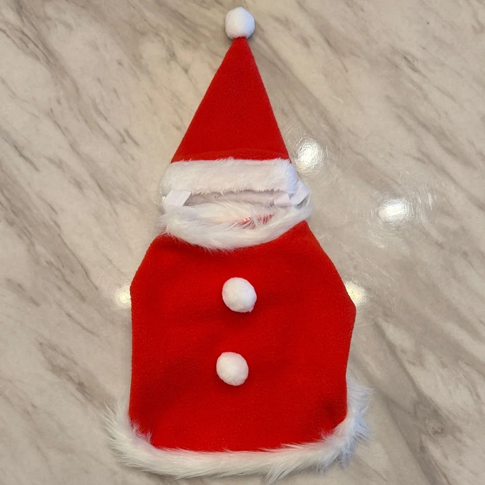 Cat Christmas Costume Adjustable Cute Santa Pet Cape Cat Santa Clothes with Bell